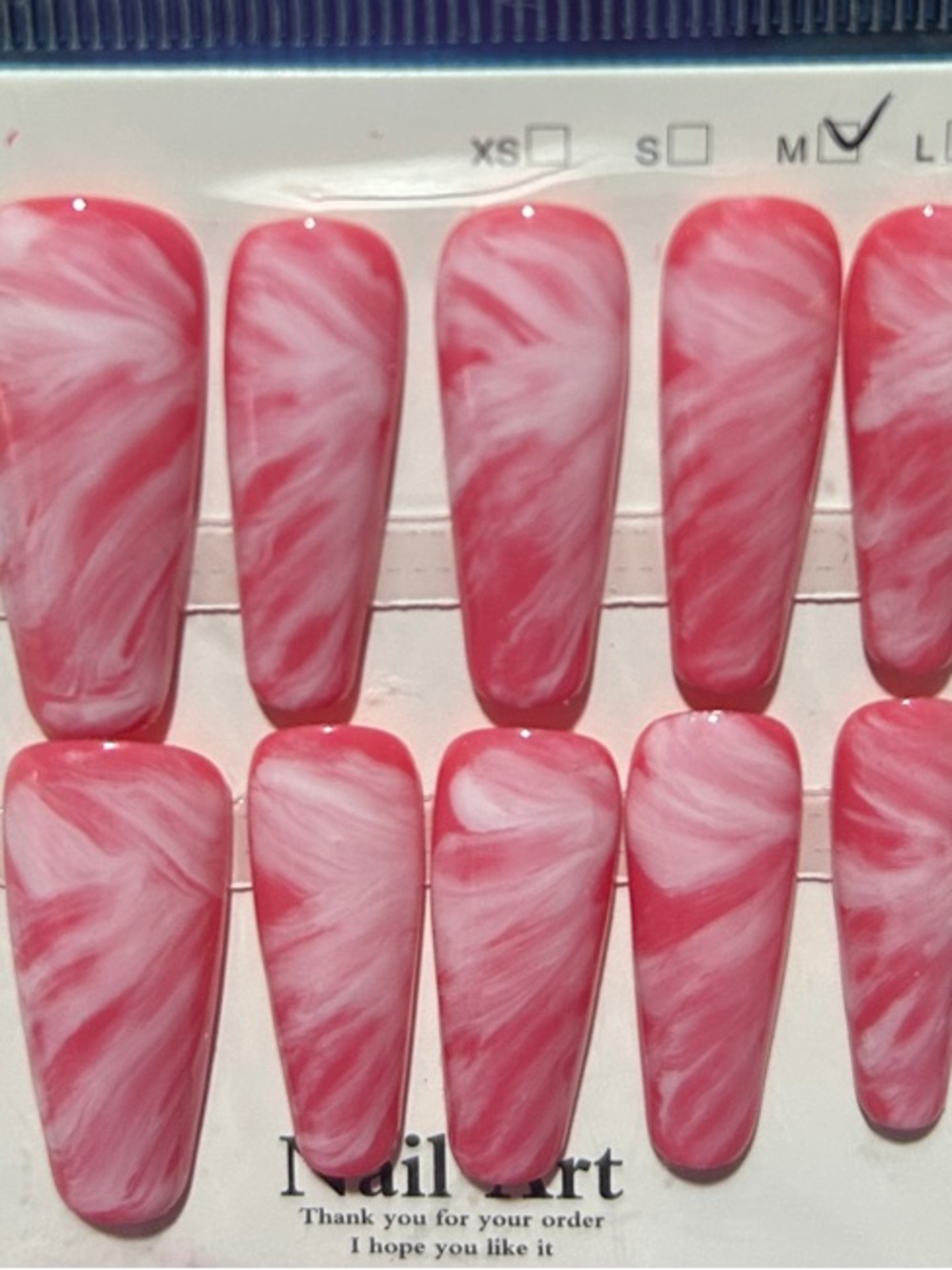 Pink Marble Press-On Nails - Full Set